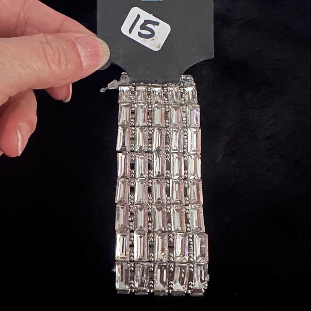 Art Deco Silver Bracelet with Sparkling Stones